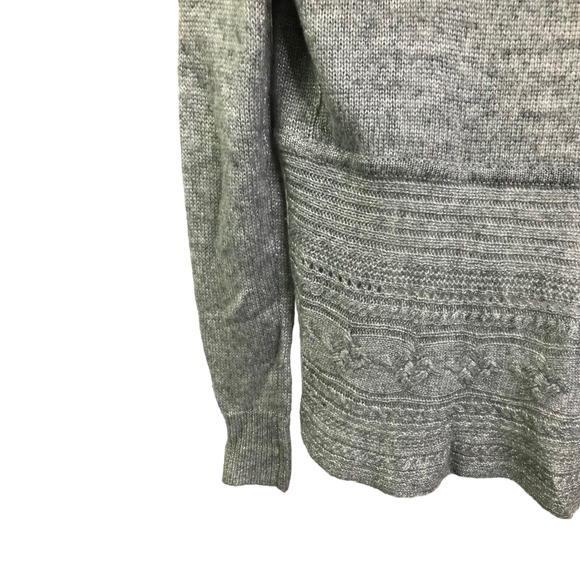 White House Black Market Women's Cardigan Gray Cabled Shawl Collar Coverup Sz XS - Picture 7 of 14